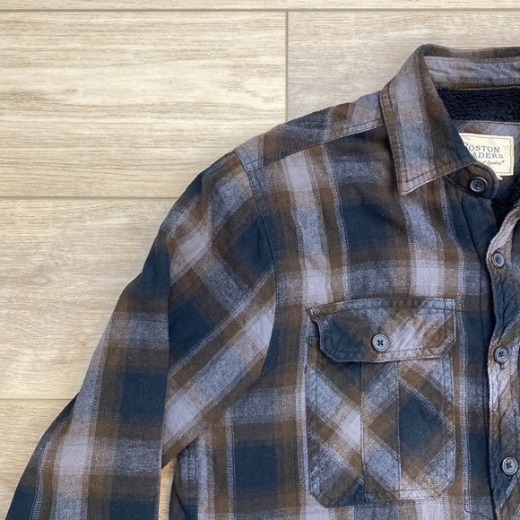 Boston Traders Sherpa‎ Plaid Flannel Shacket Shirt Jacket Grunge Casual Lined - Picture 2 of 14